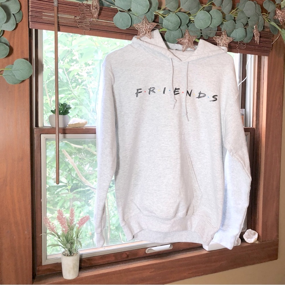 Friends The TV Series Light Grey Hoodie Sweatshirt Womens Size Small Cozy Winter